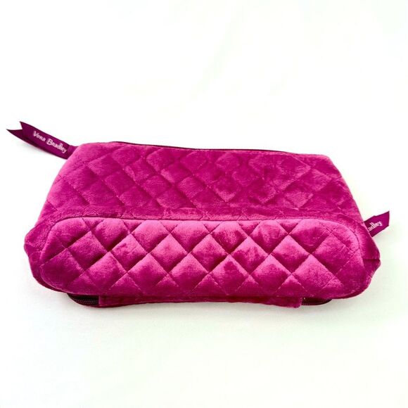 Vera Bradley Majestic Magenta Quilted Velvet Compact Organizer Makeup Bag NEW - Picture 6 of 13